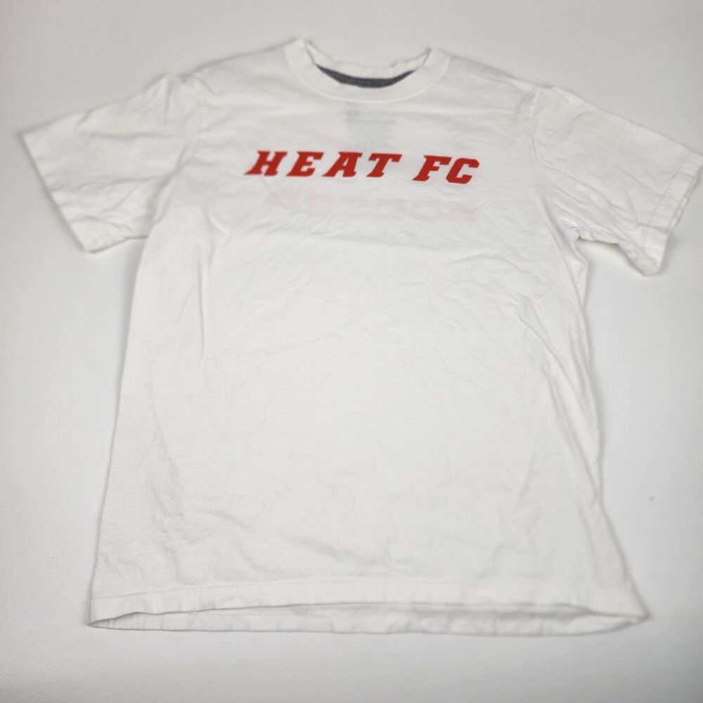 Nike Heat FC Soccer T Shirt Youth Large White Red Graphic Swoosh Boys Kids